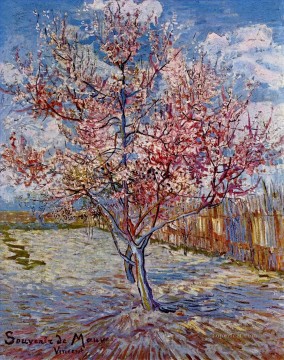 ヴィンセント・ヴァン・ゴッホ Painting - 藤色のフィンセント・ファン・ゴッホを偲んで咲く桃の木